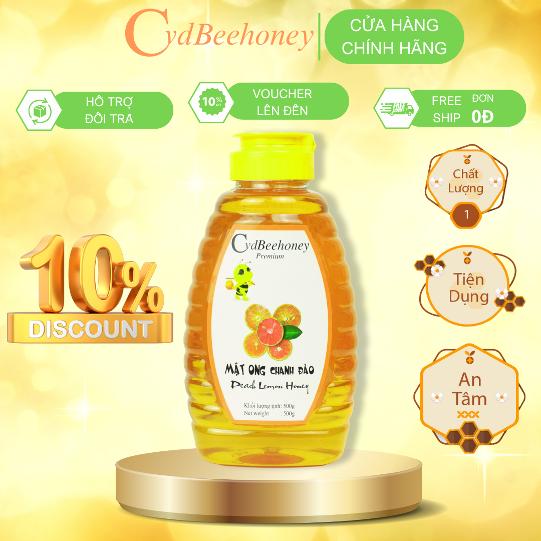 Mật Ong Chanh Đào 500g Cvdbeehoney - Peach honey 500g Cvdbeehoney